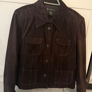 INC International Concepts Brown Suede Leather Jacket